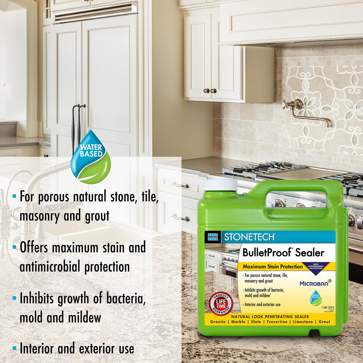 StoneTech BulletProof Sealer grout sealing protects porous grout against stains