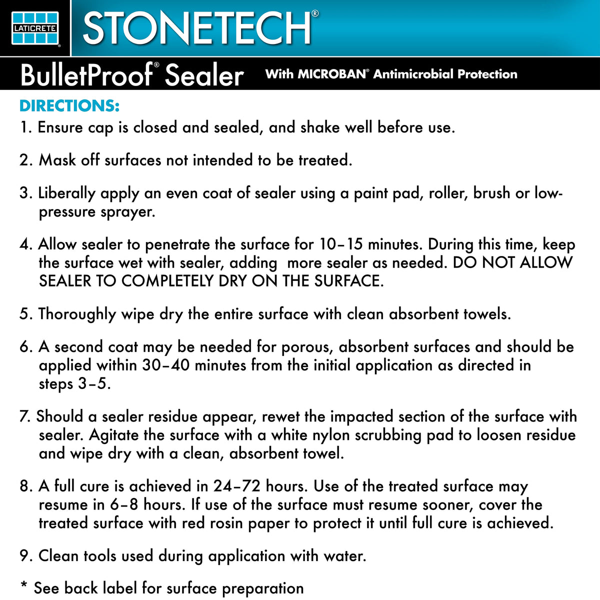 StoneTech BulletProof Sealer highlighting low odor, safer formula.