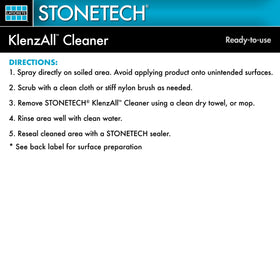 StoneTech KlenzAll bottle label close-up showing product details
