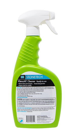 StoneTech KlenzAll spray application on a surface to lift dirt and grease