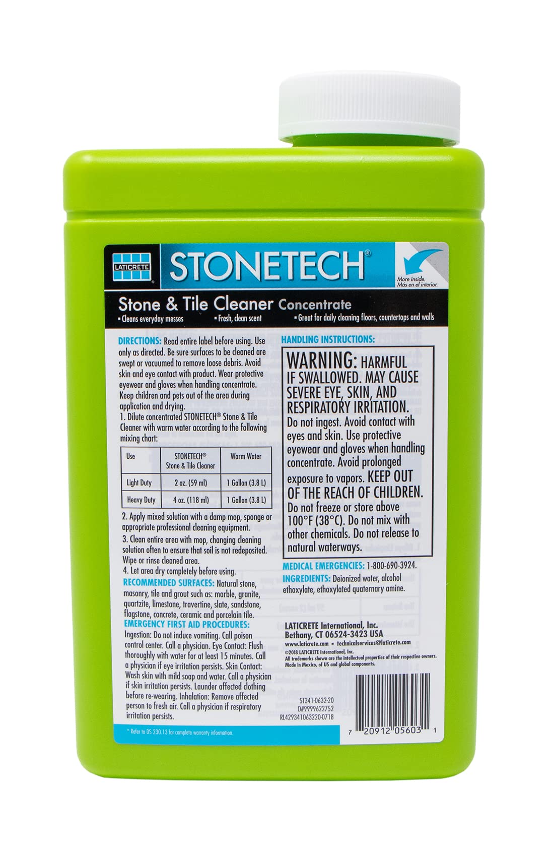StoneTech Stone and Tile Cleaner bottle on counter highlights neutral formula gentle on stone and grout.