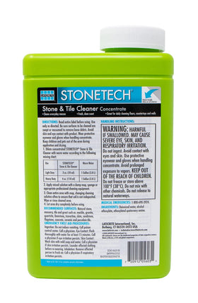 StoneTech Stone and Tile Cleaner bottle on counter highlights neutral formula gentle on stone and grout.