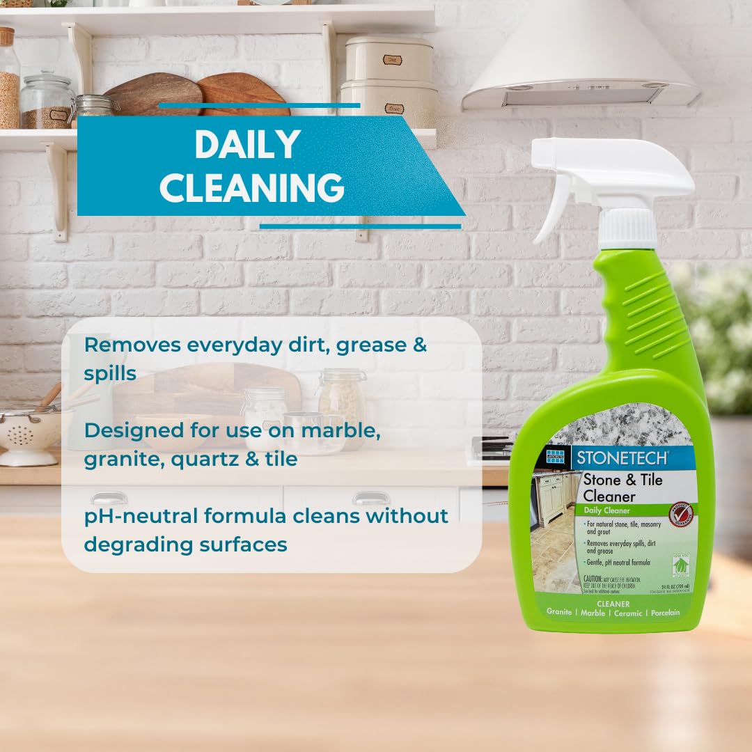StoneTech spray bottle ideal for daily use on countertops and backsplashes.