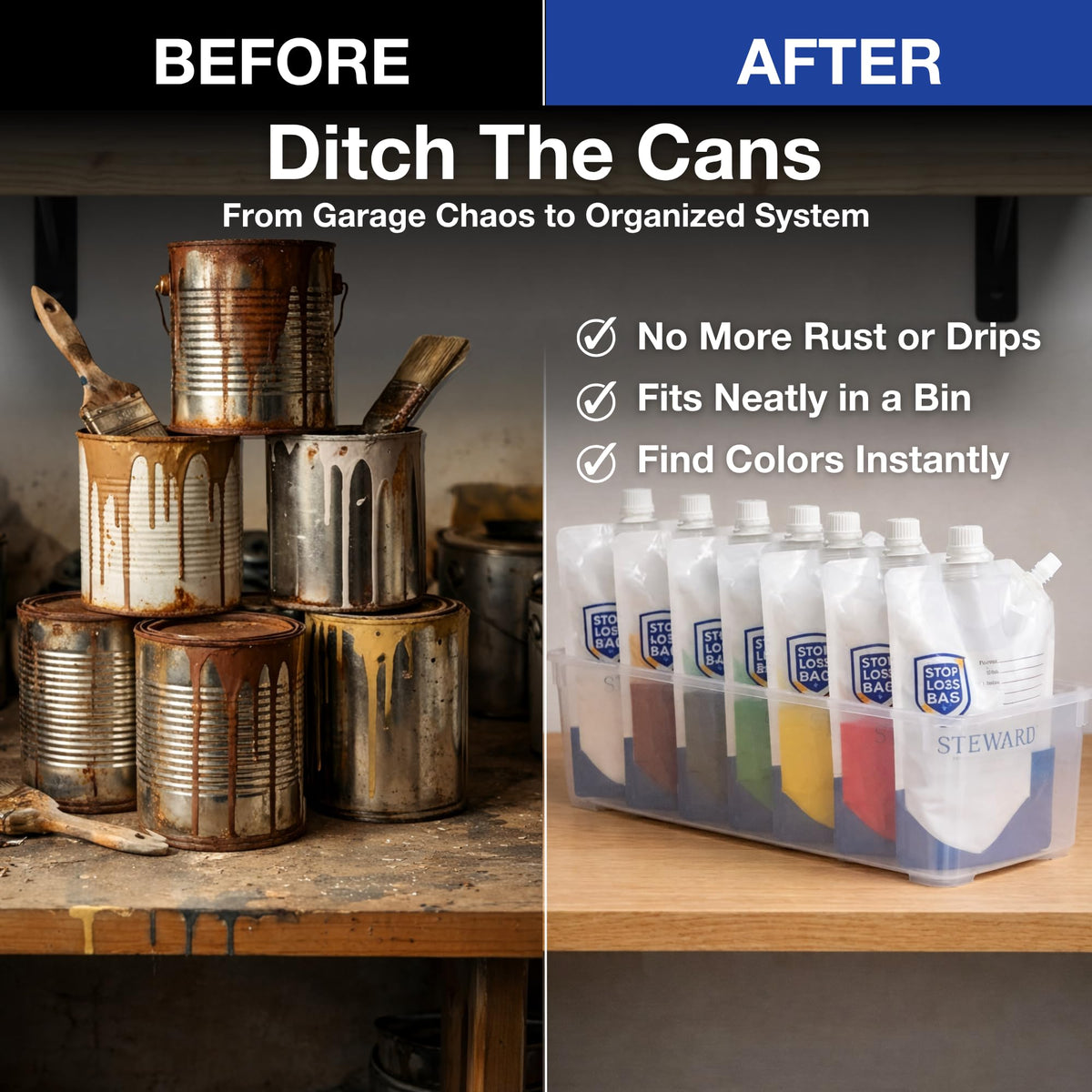 StopLossBags paint bag funnel enables clean, spill-free filling.