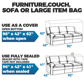 Storage Standard couch cover sealed demonstrates compact storage with moisture protection.