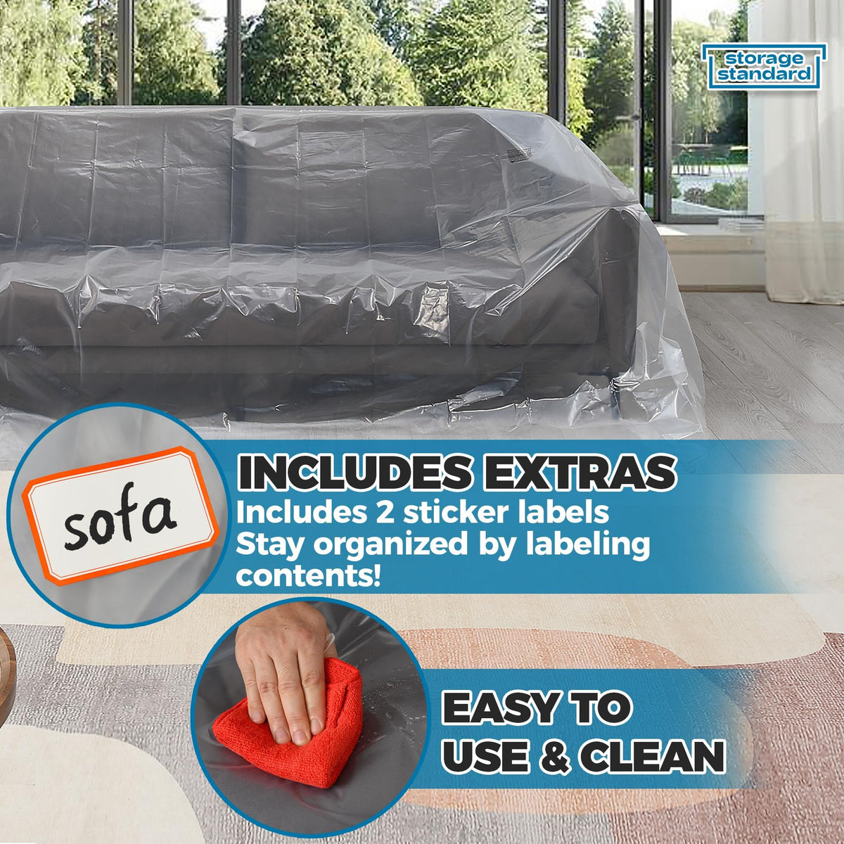 Storage Standard includes label stickers for easy inventory labeling.