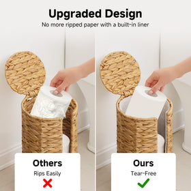 StorageWorks handwoven water hyacinth finish adds rustic charm to your bathroom.