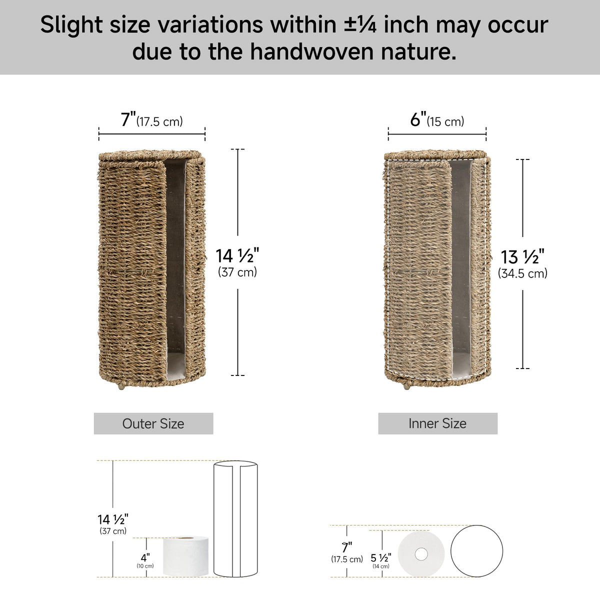StorageWorks seagrass stand cloth lining closeup emphasizes tear-free roll handling.