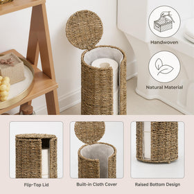 StorageWorks seagrass stand seagrass weave texture adds rustic charm.