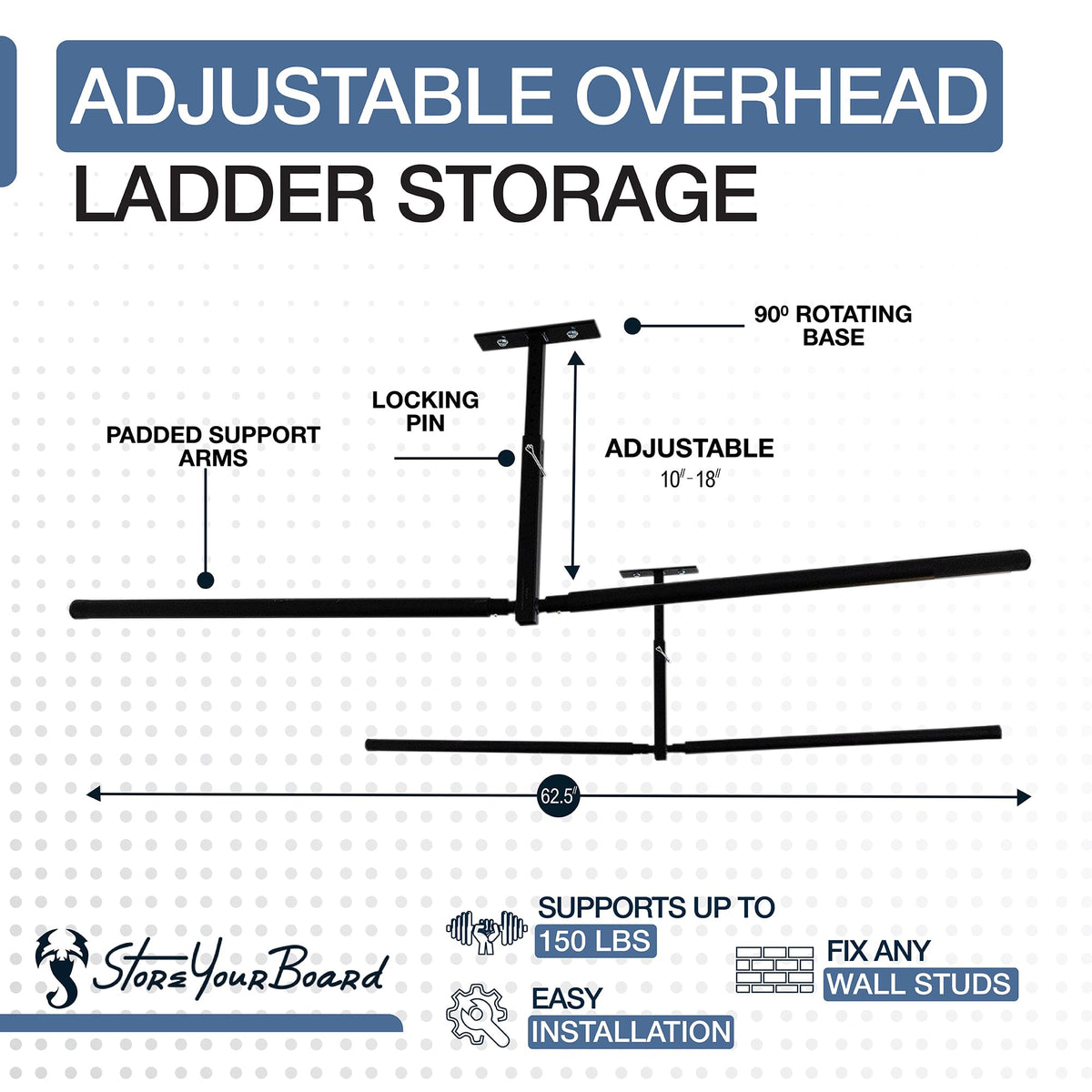 StoreYourBoard heavy-duty steel construction complements existing garage shelving with durable style.