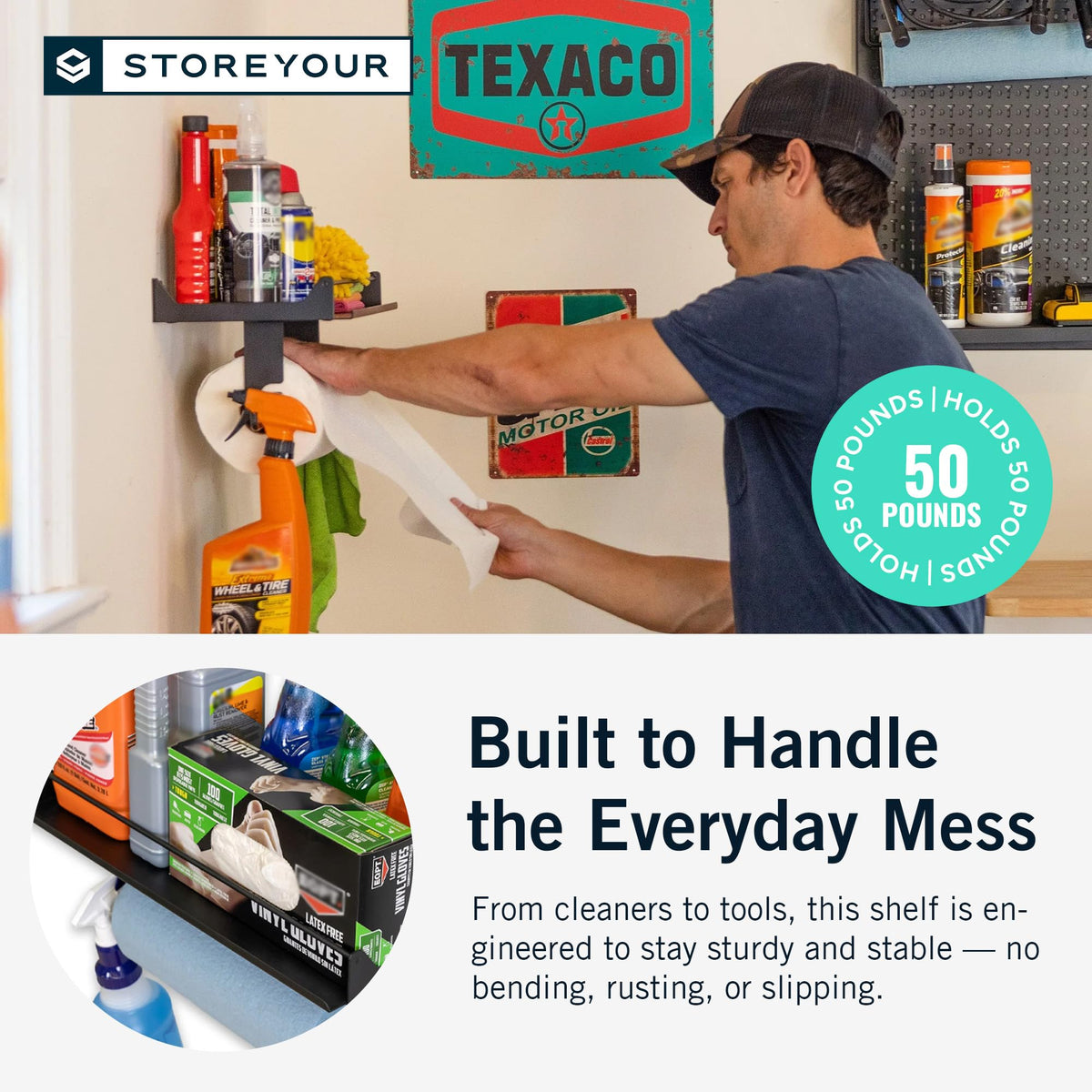 StoreYourBoard one-hand tear design for easy towel dispensing.
