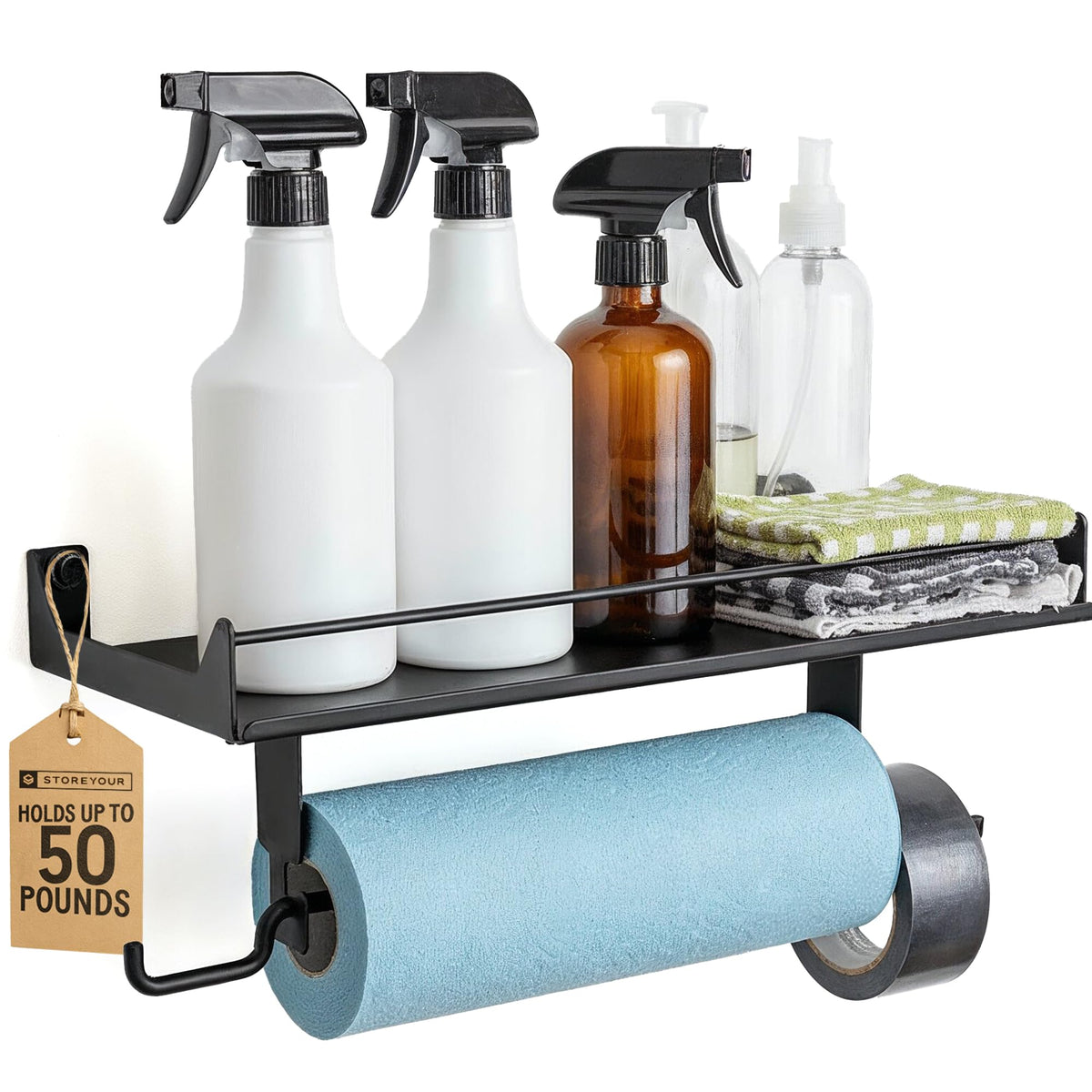 StoreYourBoard paper towel holder wall mount keeps towels within easy reach in workshops.