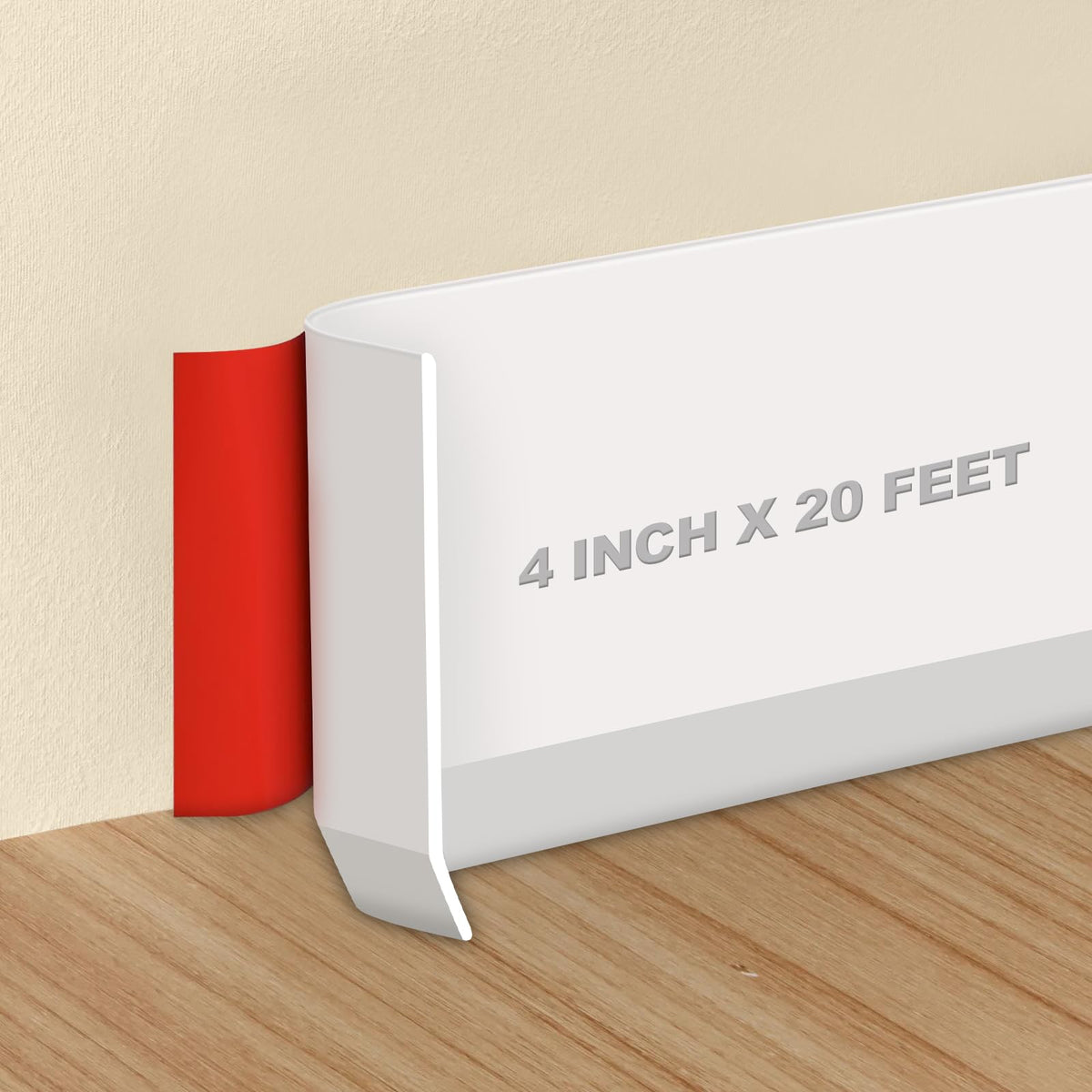 Storystore wall baseboard application peel-and-stick for quick room updates.