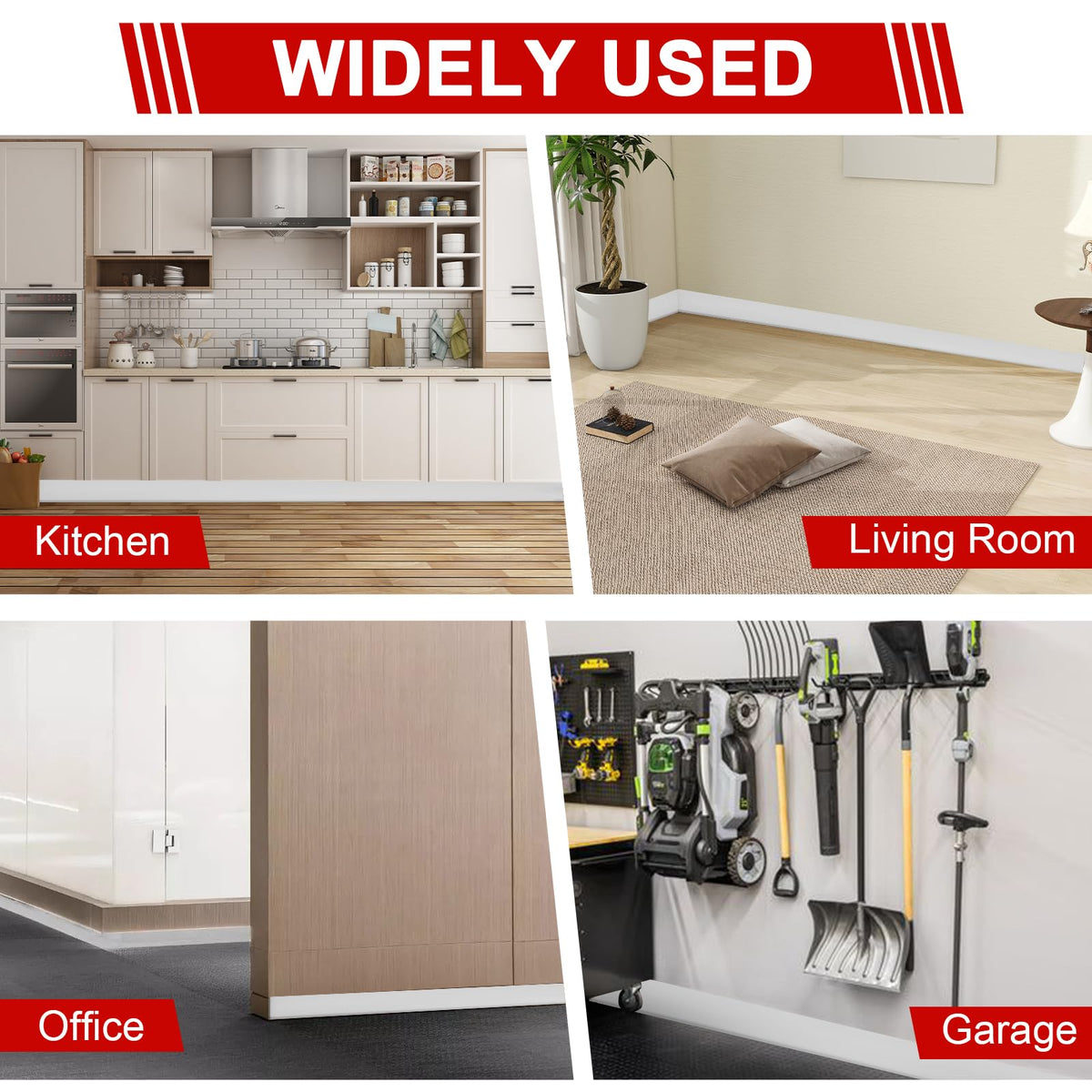 Storystore durable baseboard resists wear while keeping a sleek look.