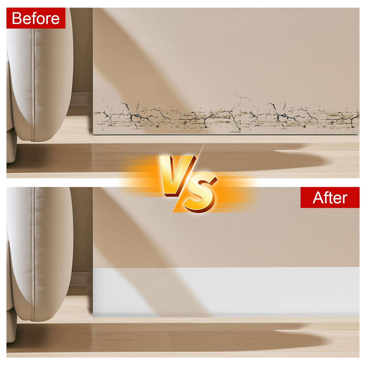Storystore baseboard gap cover hides seams between floor and wall