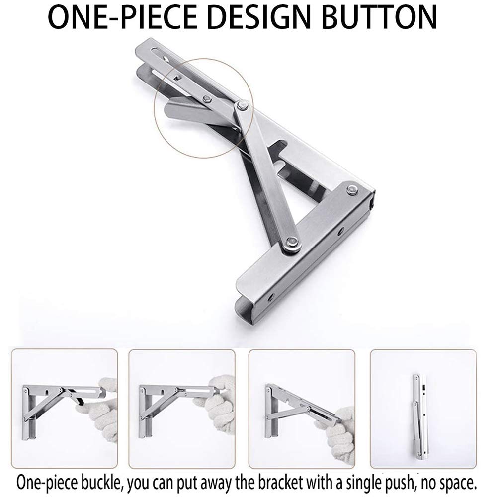 Storystore folding brackets with long release arm for easy shelf deployment