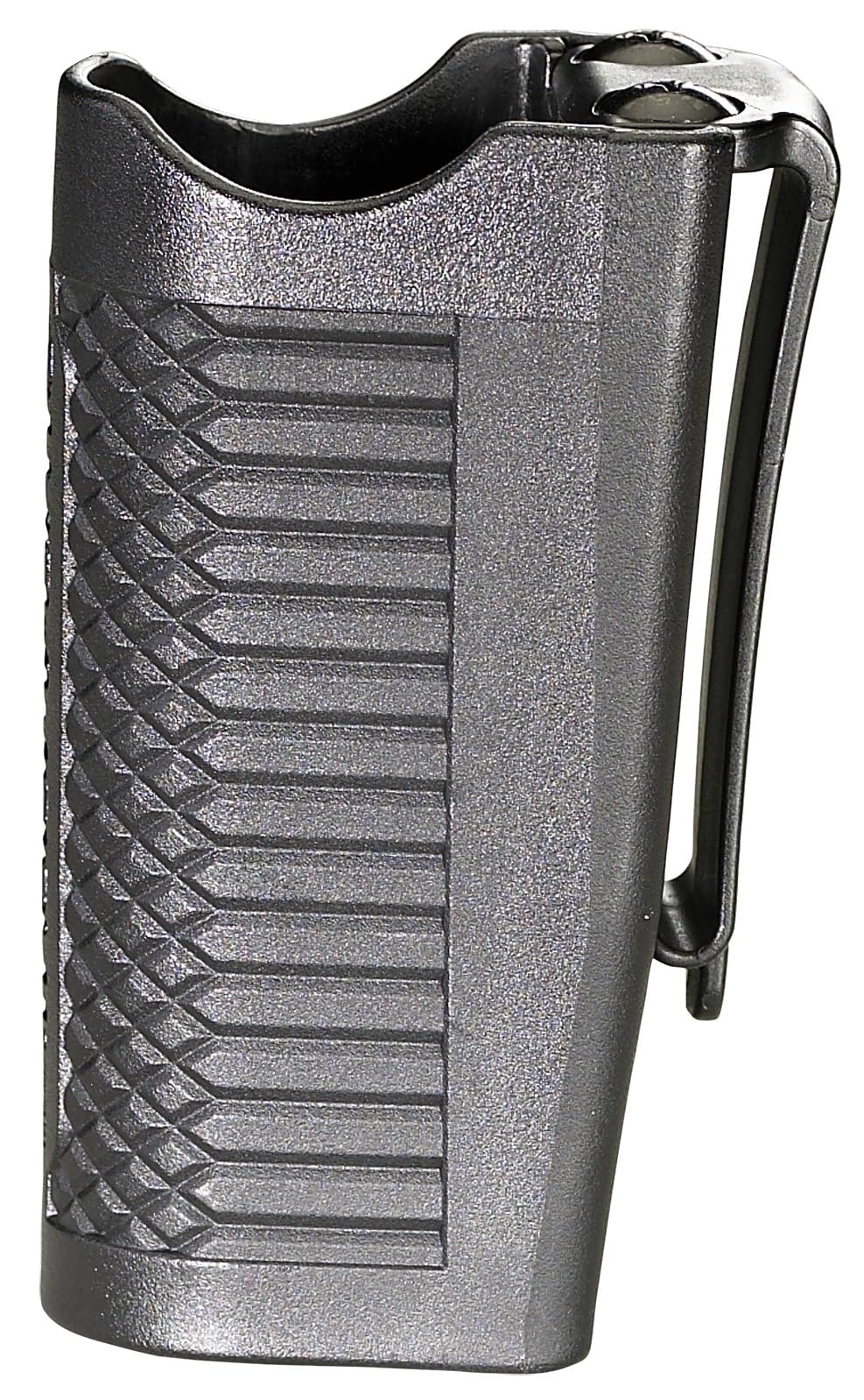 Streamlight holster inverted carry demonstration, spring-loaded wall maintains position when sitting.
