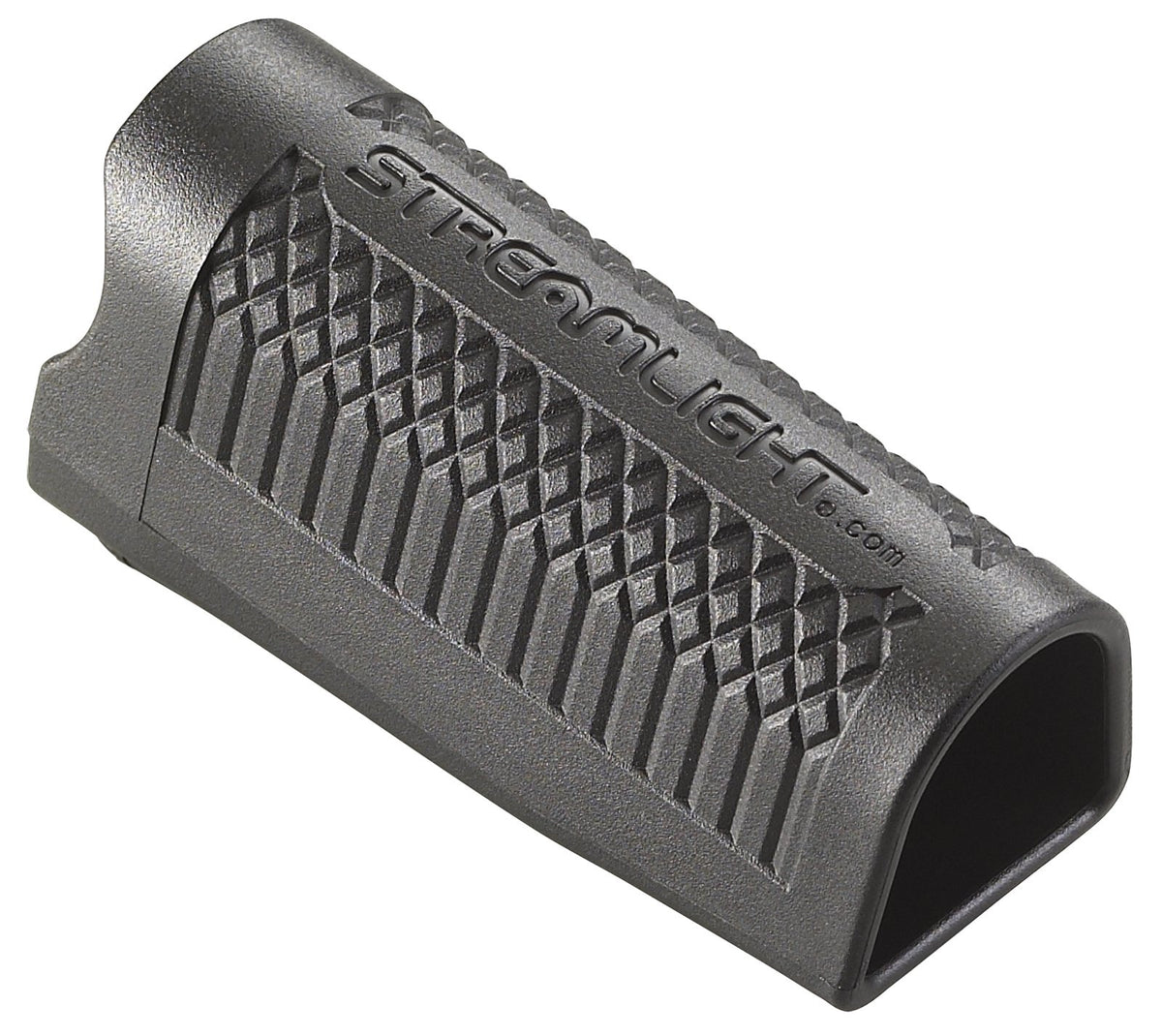 Streamlight flashlight holster in black, side view with secure retention for comfortable on-the-job carry.