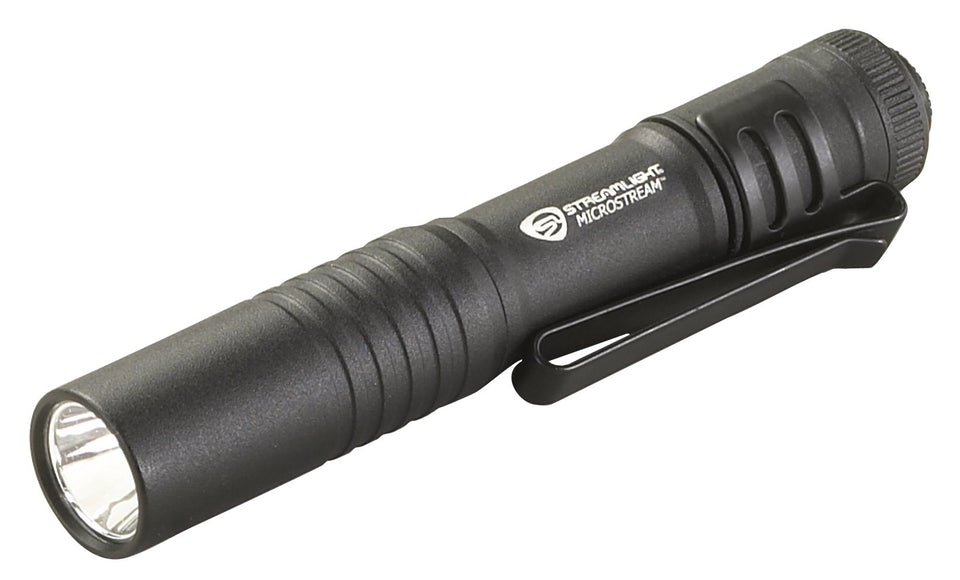 Streamlight MicroStream pocket flashlight with clip for quick access.