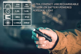 Streamlight MicroStream USB flashlight on high mode for longer-range visibility.
