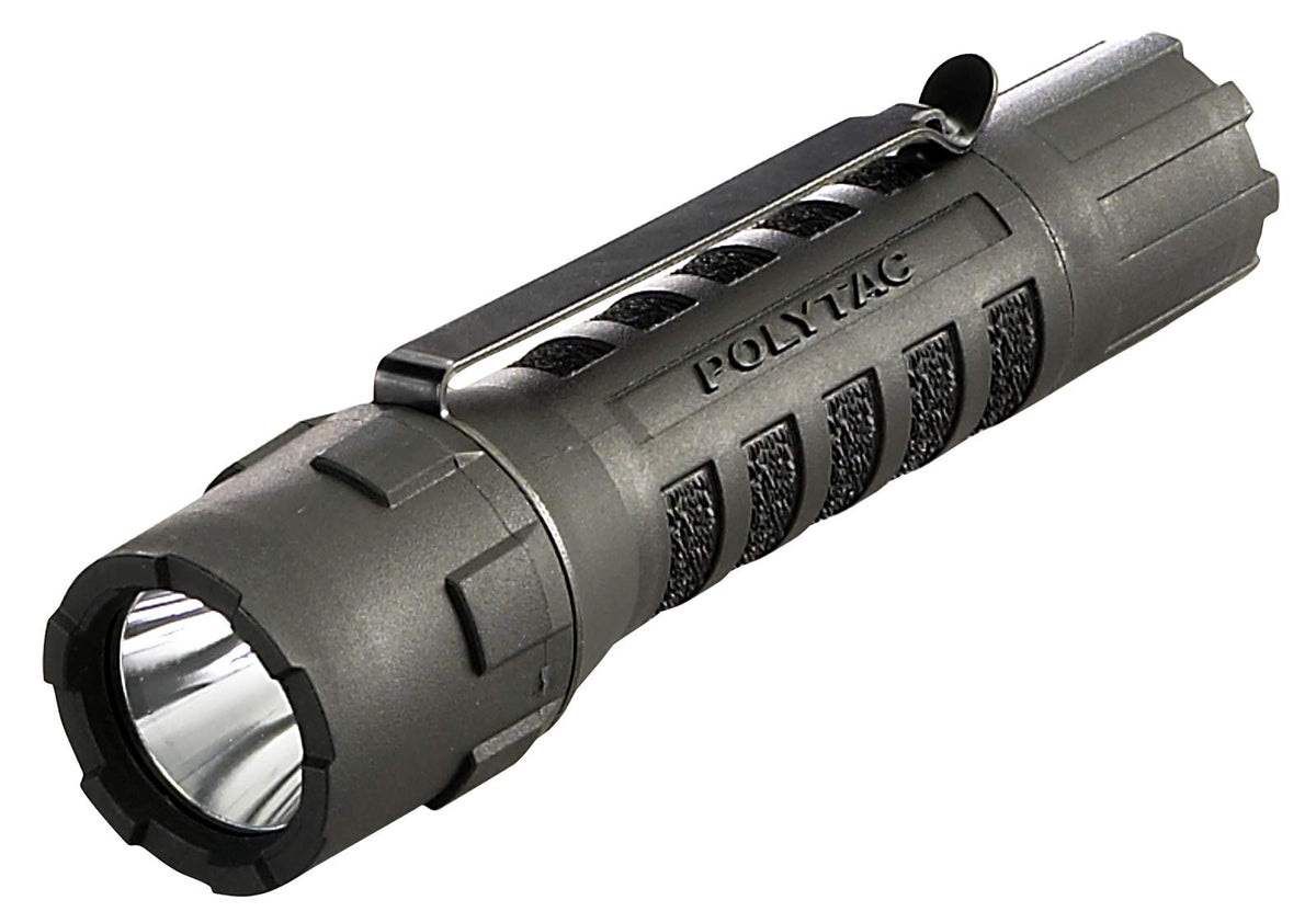 Streamlight PolyTac beam shows broad brightness for outdoor work.