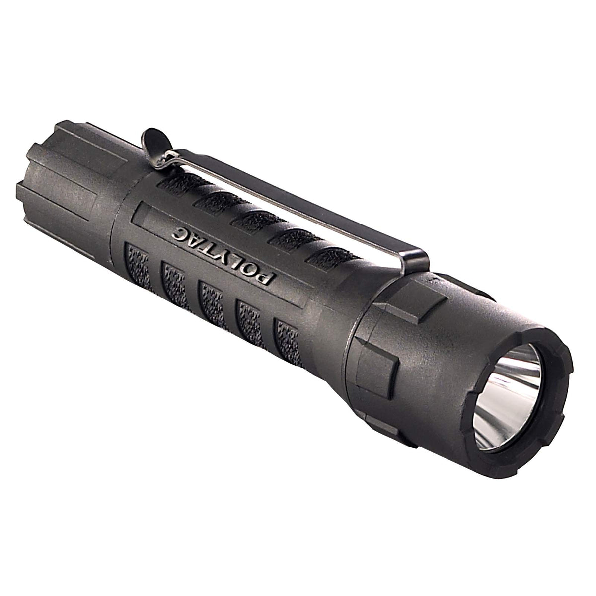 Streamlight PolyTac tail-cap switch enables one-handed operation.