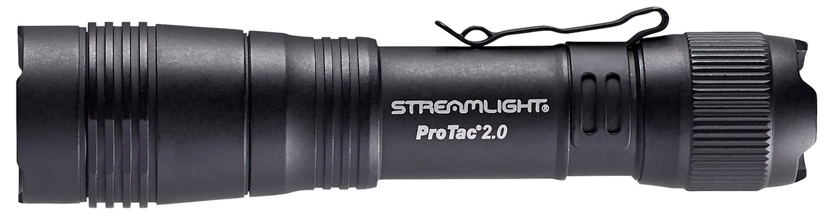 Streamlight ProTac 2.0 tail cap showing one-handed operation capability.