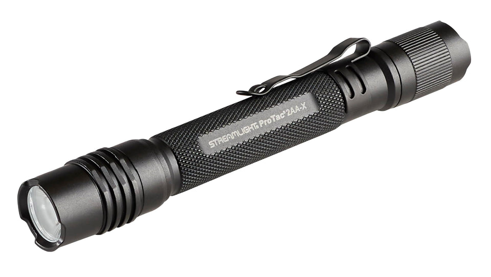Streamlight ProTac 2AA-X front view highlights compact pocket carry for everyday tasks.