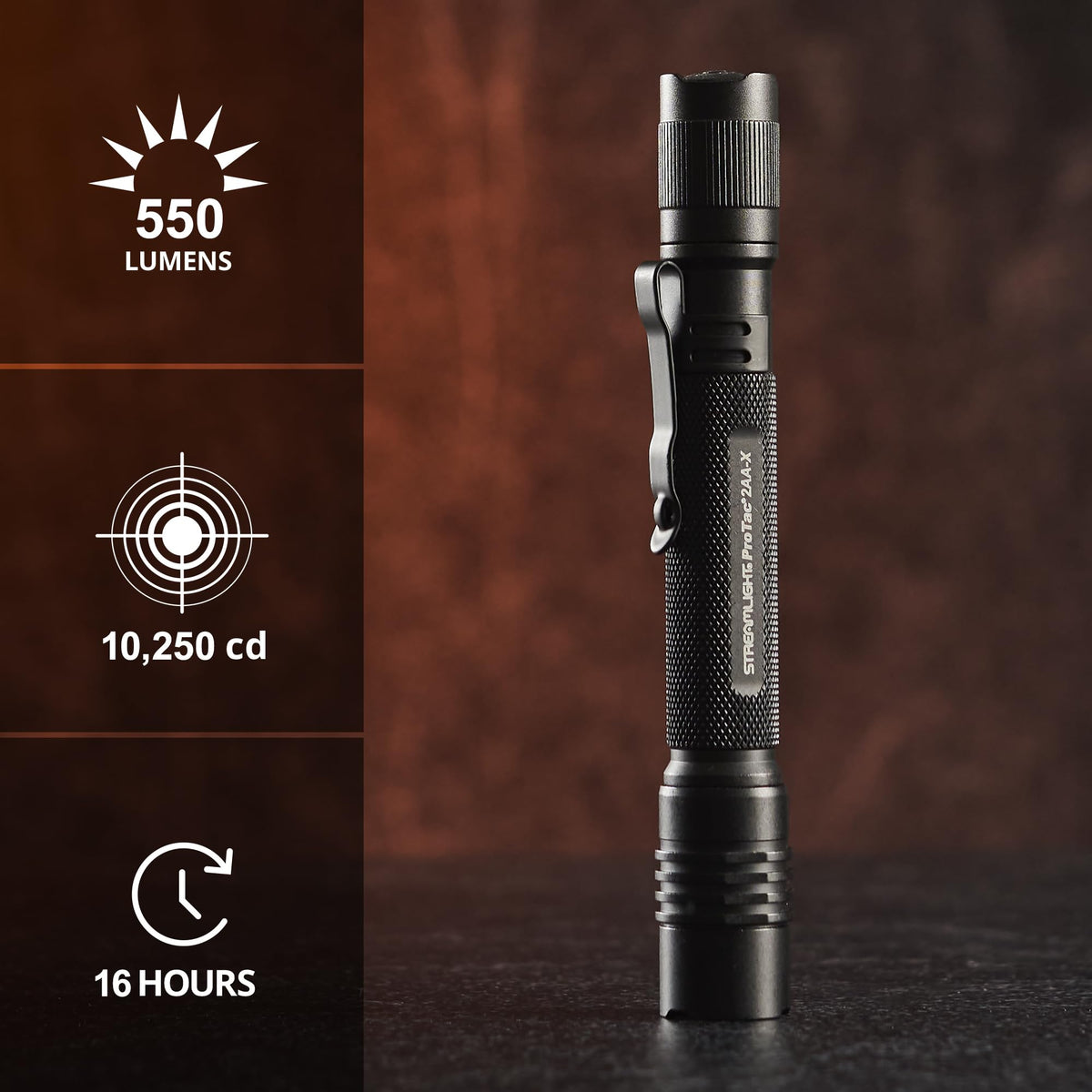 Streamlight ProTac 2AA-X pocket clip view for secure, hands-free lighting.
