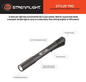 Streamlight Stylus Pro aluminum housing with Type II anodizing for durability