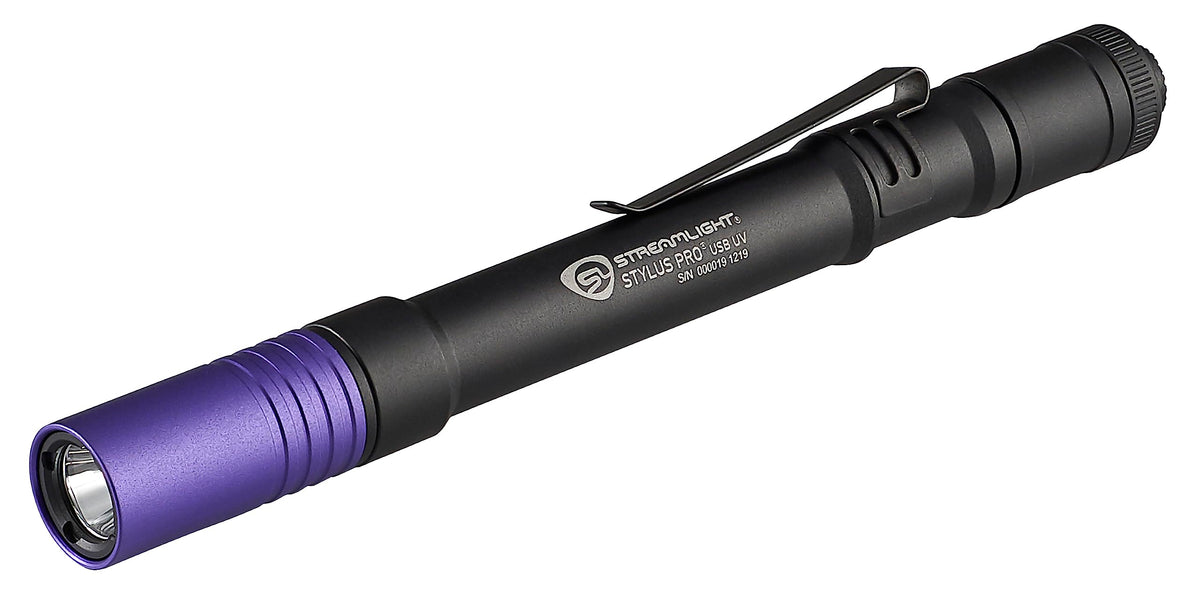 Streamlight Stylus Pro UV 400nm LED highlights documents for fraud detection and forensics.