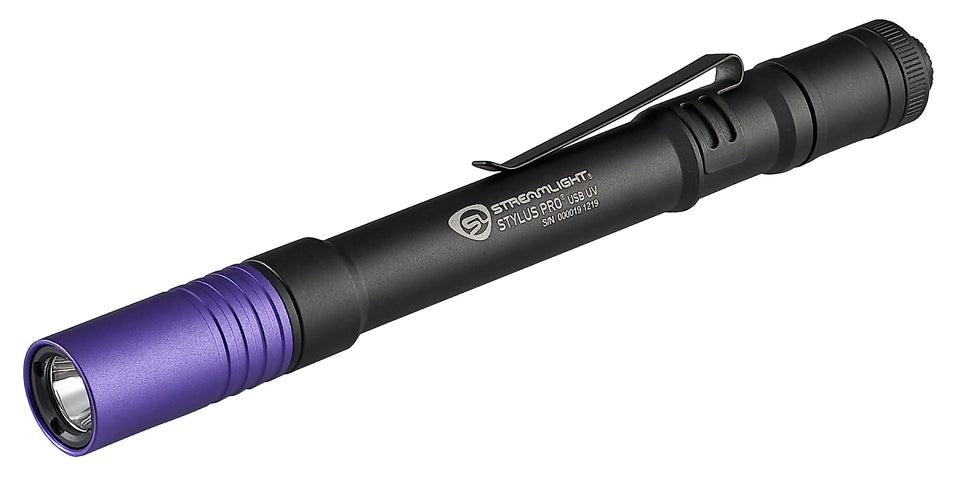 Streamlight Stylus Pro UV 400nm LED highlights documents for fraud detection and forensics.
