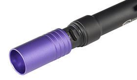 Streamlight Stylus Pro UV tail-cap switch for momentary or constant operation.