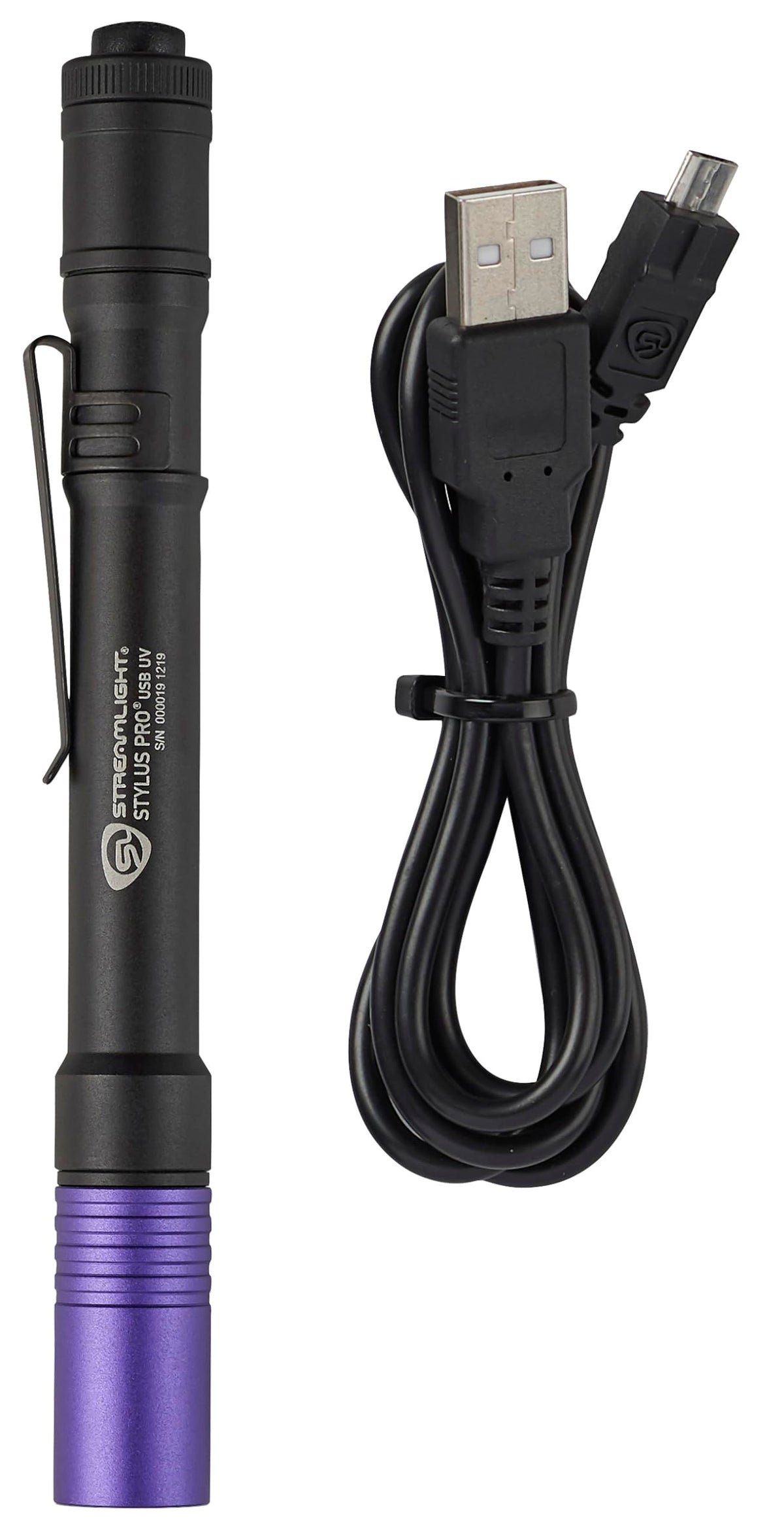 Streamlight Stylus Pro UV 400nm USB recharge enables portable charging on the go.