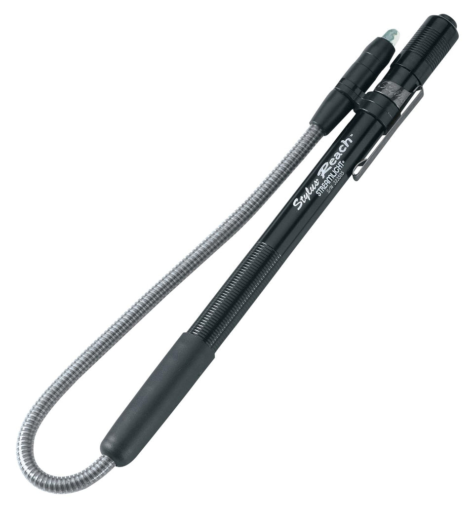 Streamlight Stylus Reach extended cable demonstrates reach into tight spaces for inspection
