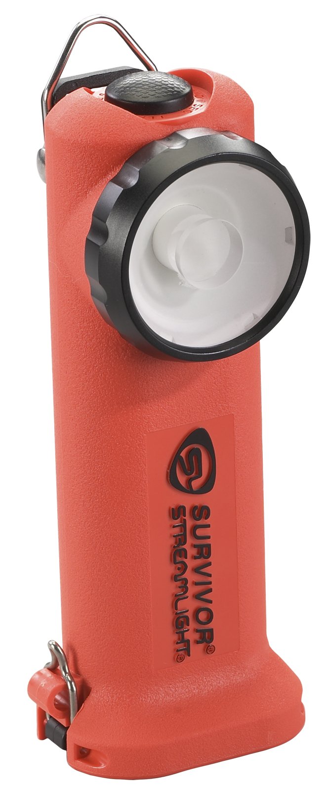 Streamlight Survivor orange right-angle flashlight with clip for turnout gear