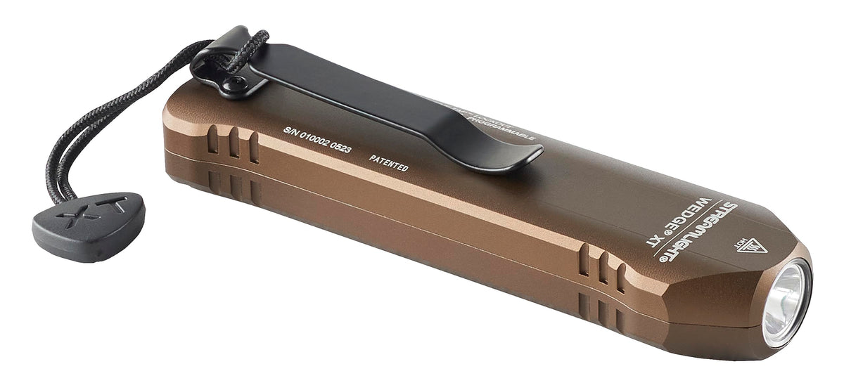 Streamlight Wedge XT tail switch enabling secure one-handed operation.