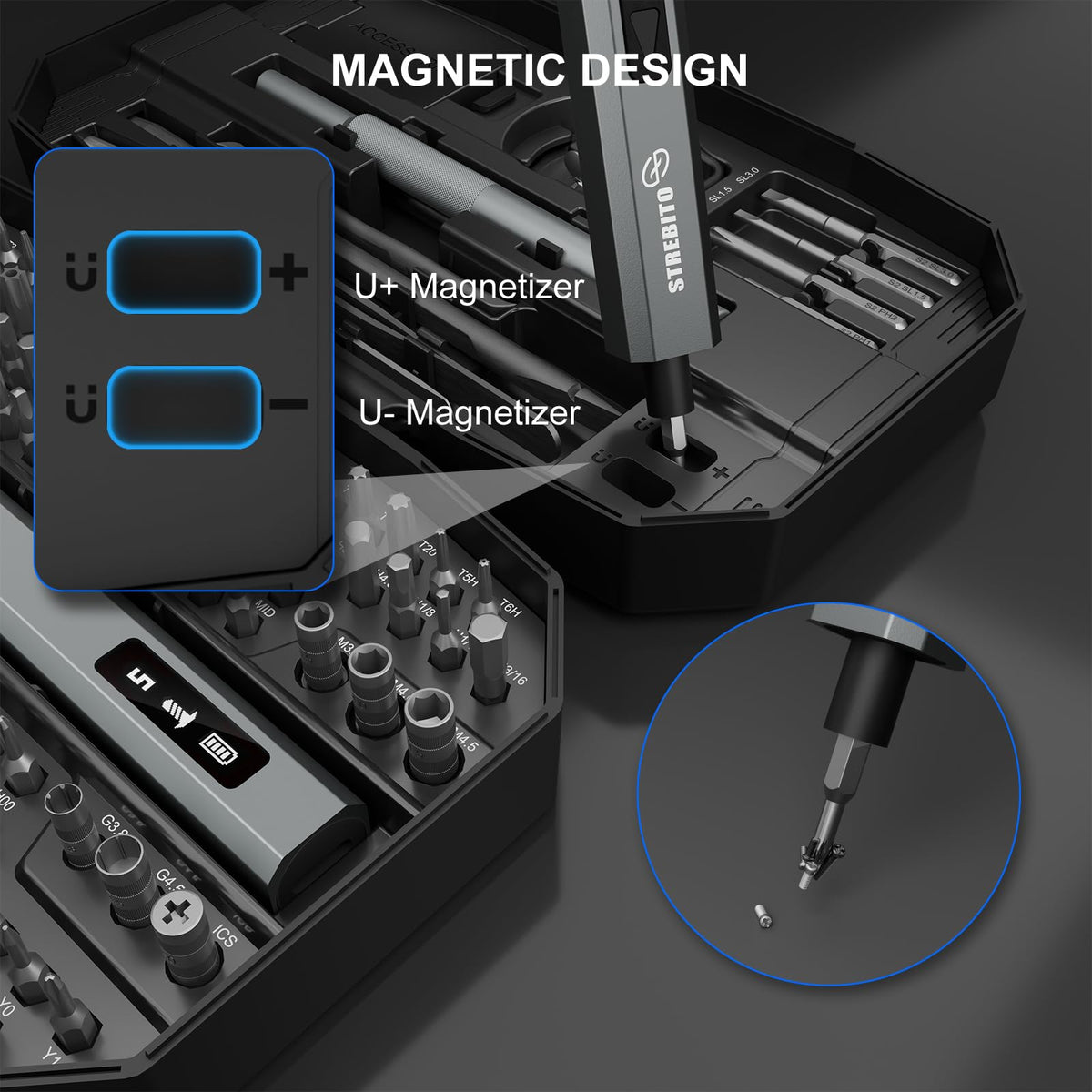 STREBITO durable S2 steel bits ensure long-lasting reliability.