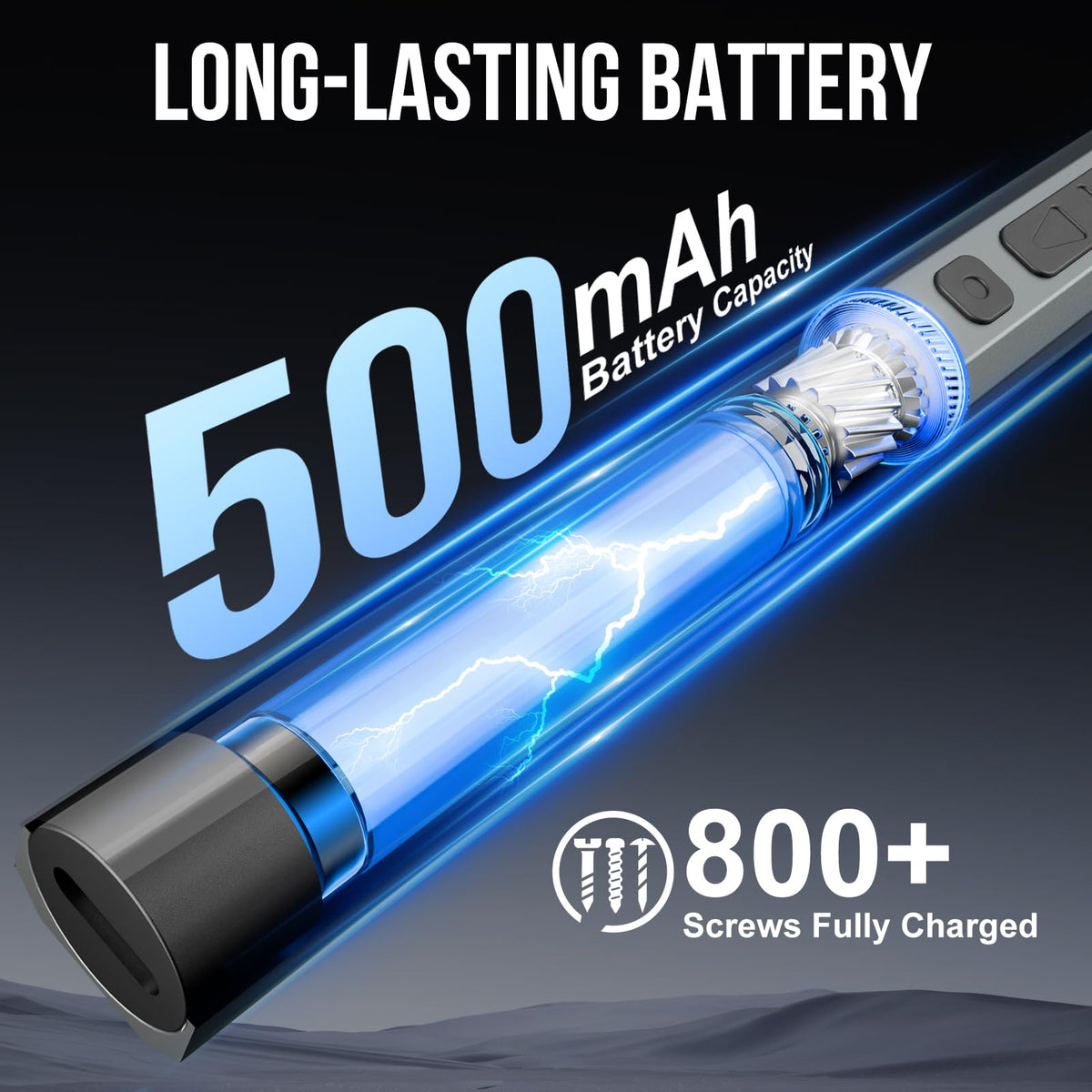 STREBITO 500mAh battery provides long-lasting power and quick charges.