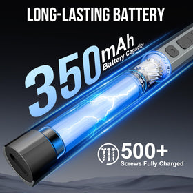 STREBITO cordless screwdriver with 350mAh battery for on-the-go repairs.