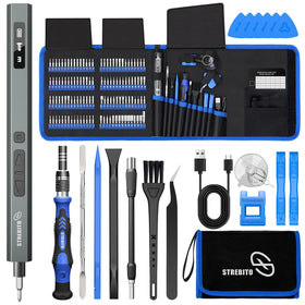 STREBITO electric screwdriver with battery display charging for electronics repair.