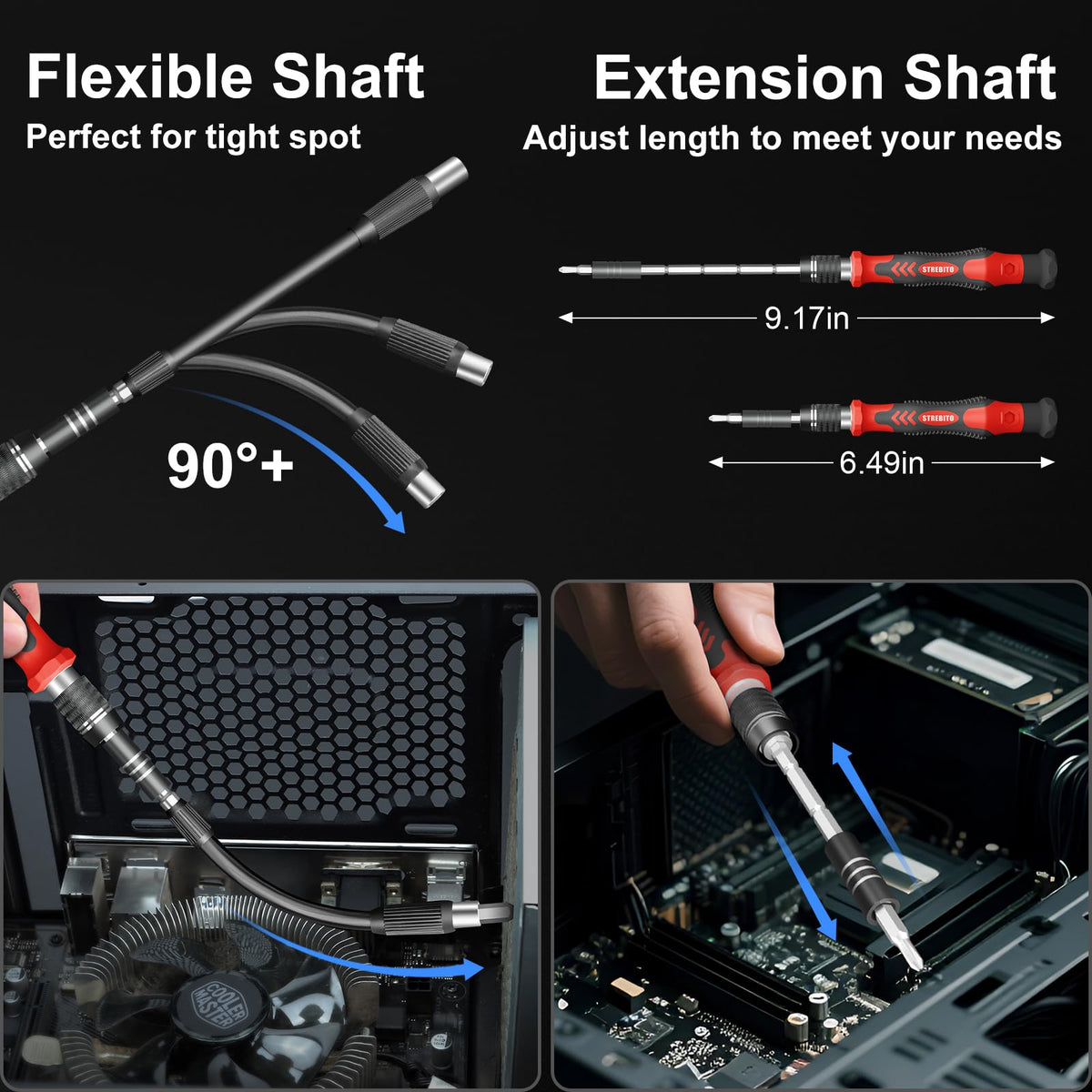 STREBITO ergonomic handle ensures comfortable, stable screwdriving sessions.