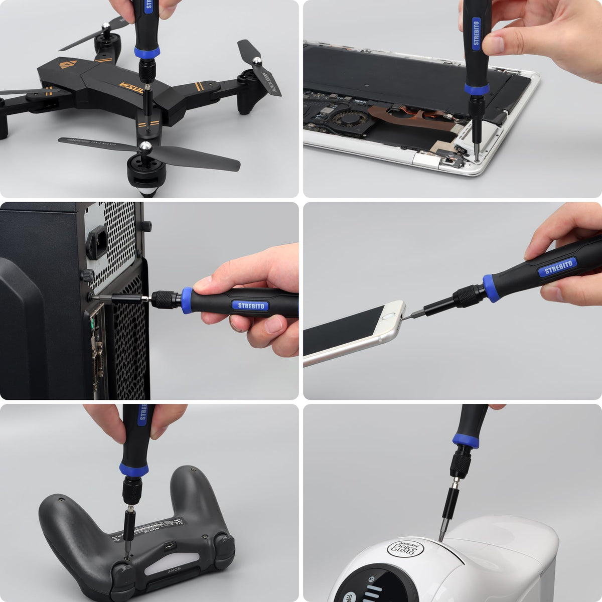 STREBITO ergonomic handle provides comfortable grip and precise torque