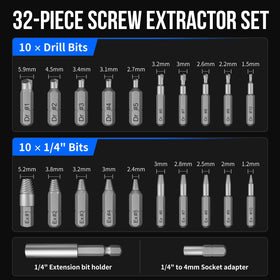 STREBITO extractor bits collection ready to tackle stripped screws on metal