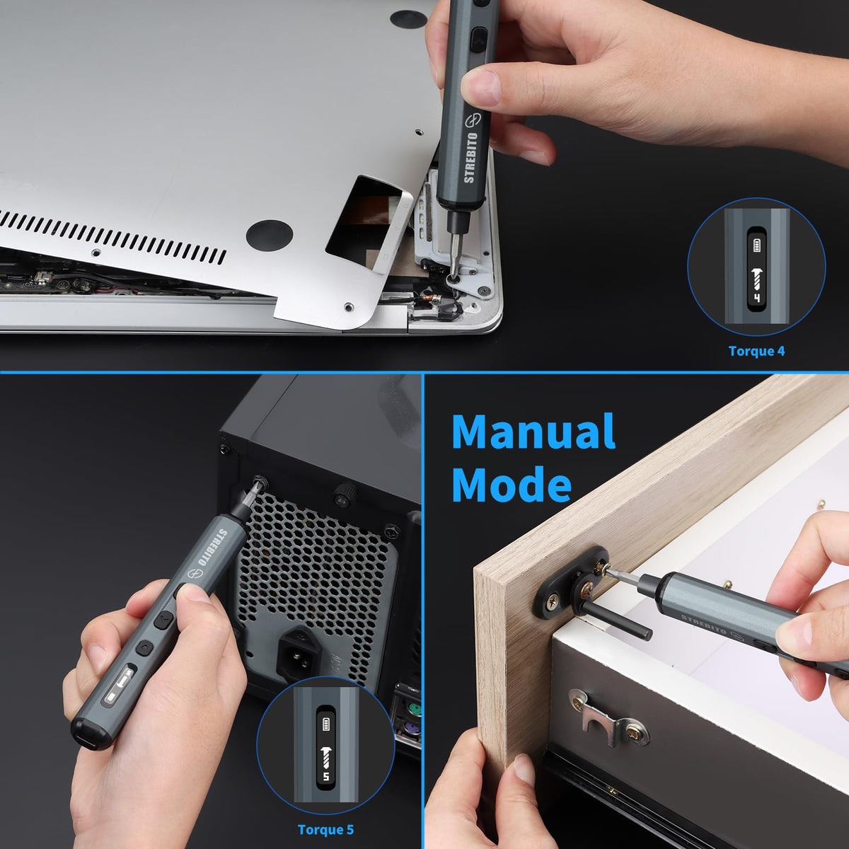 STREBITO magnetic pad and tweezers organize small components.