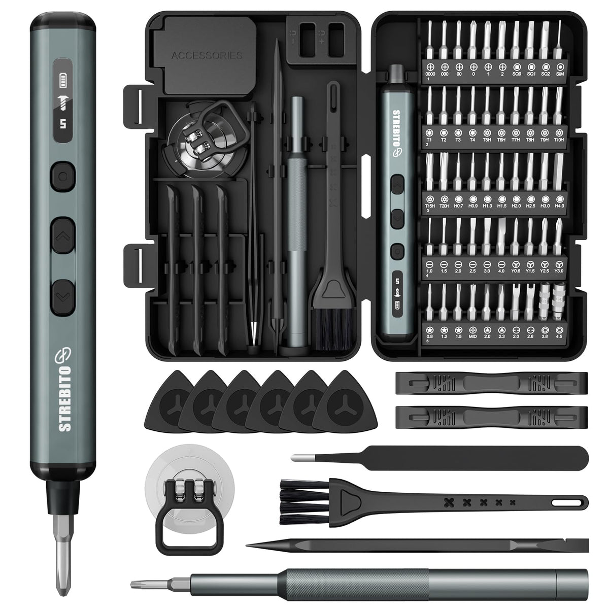 STREBITO mini electric screwdriver with ergonomic handle for comfortable, precise micro-work