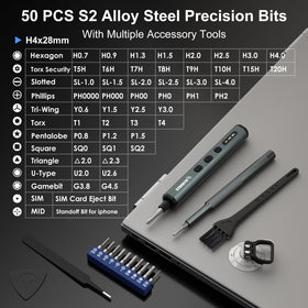 STREBITO 50-bit S2 set covers Philips, Torx, hex for versatile repairs.