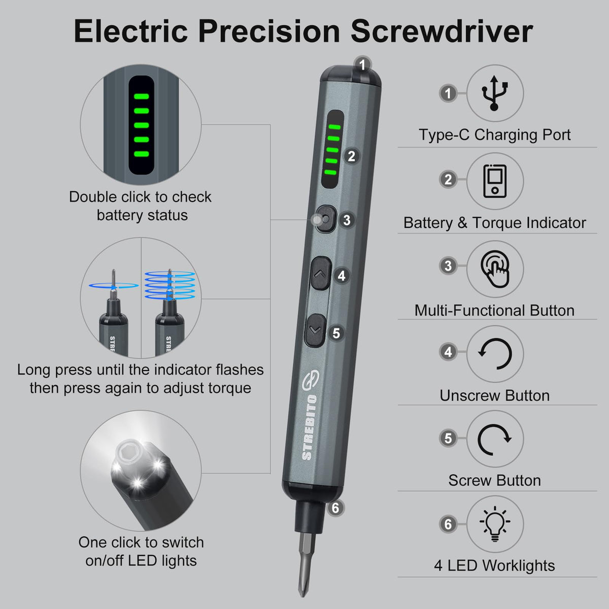 STREBITO bit array shows 64 precision bits for versatile electronics work.