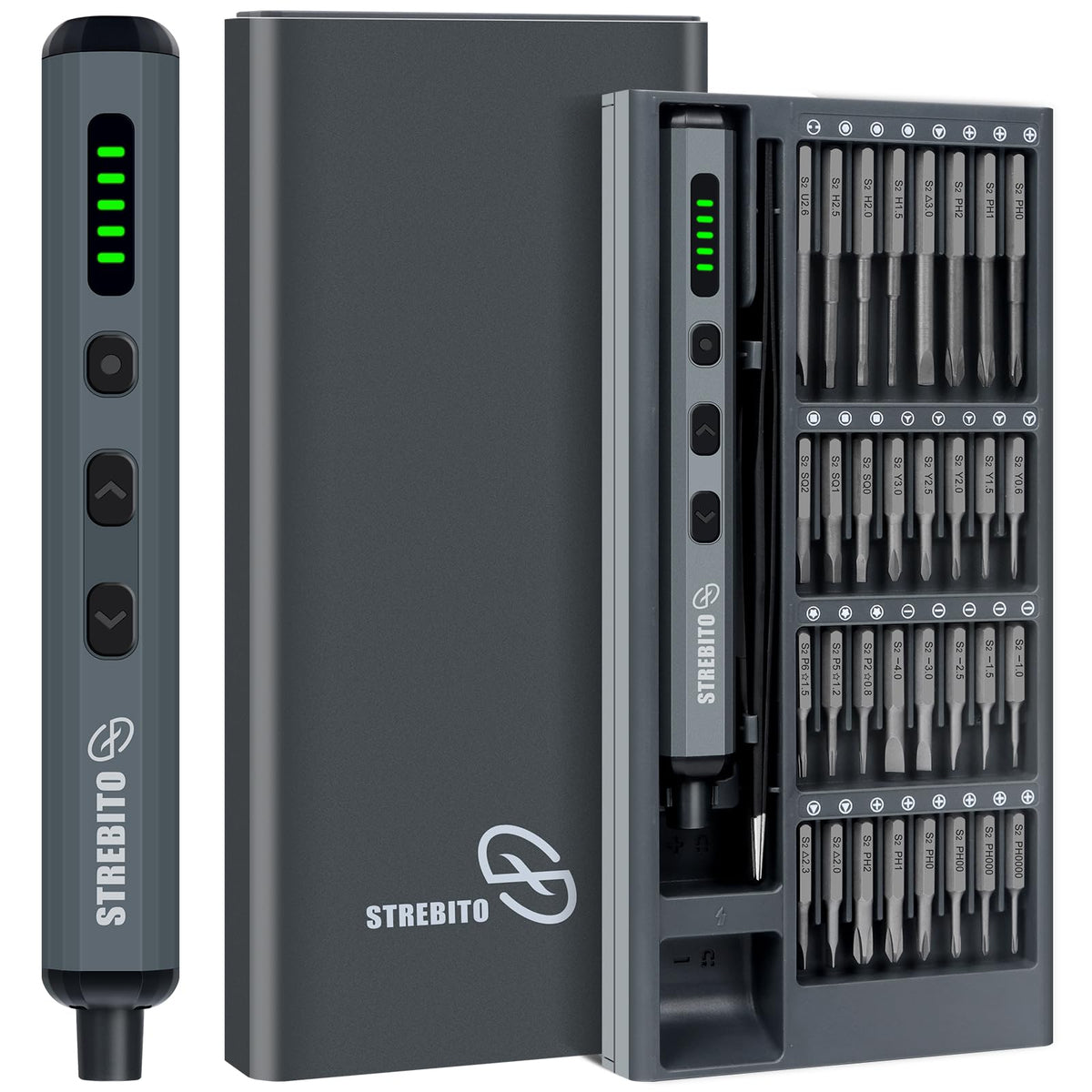 STREBITO mini screwdriver set with case keeps bits organized for quick repairs.