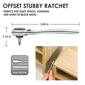 STREBITO mini-ratchet in hand enables precise turning in confined areas.